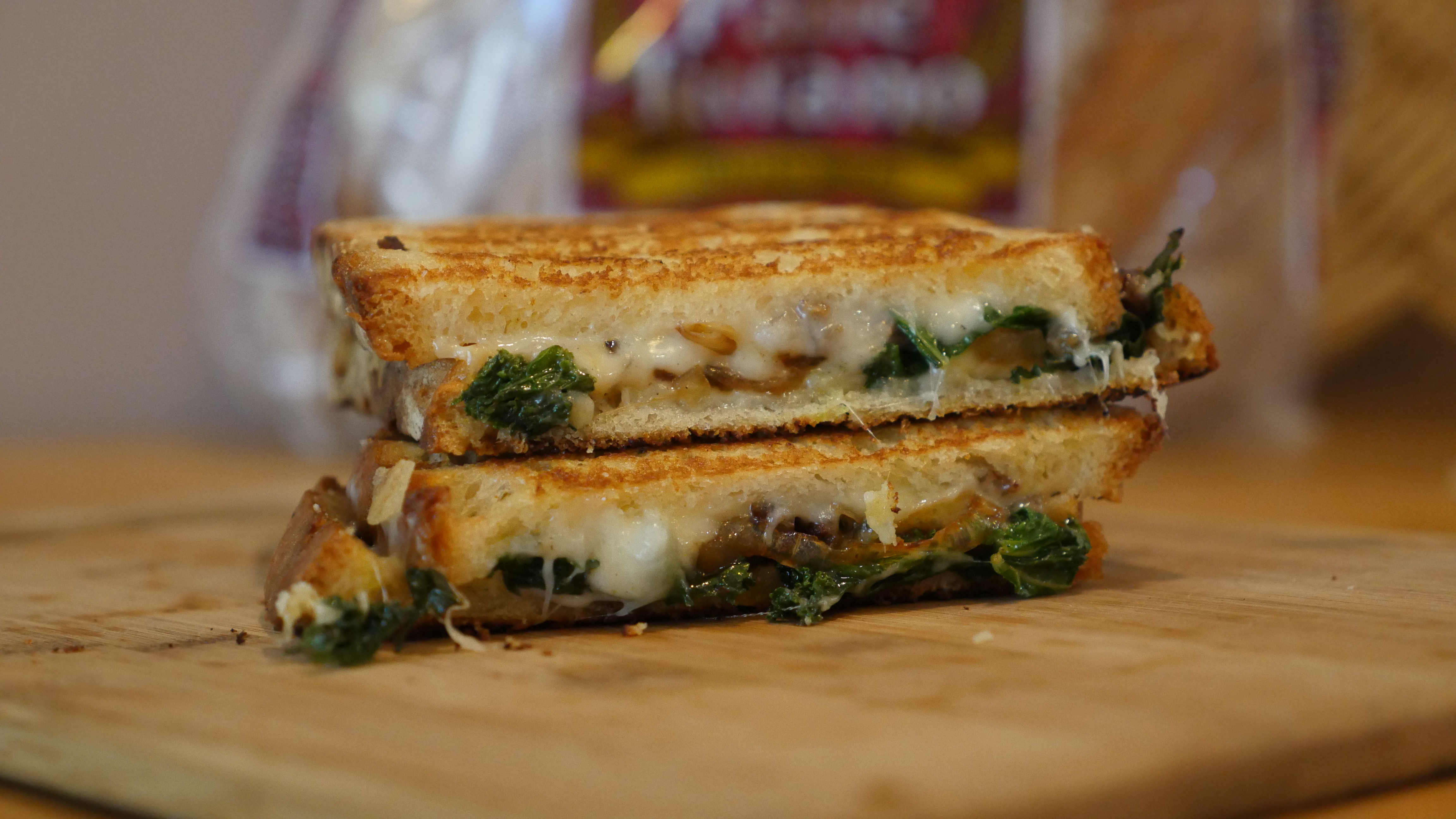 Sausage Grilled Cheese Sandwich with Kale Turano Baking Co.