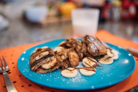 Chocolate Banana Peanut Butter French Toast Sandwiches