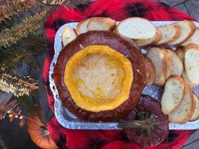 Roasted Pumpkin Fondue with Turano Crostini