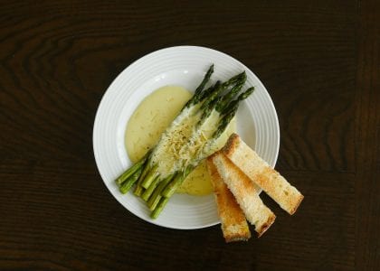 Grilled Asparagus with Pepper Zabaglione