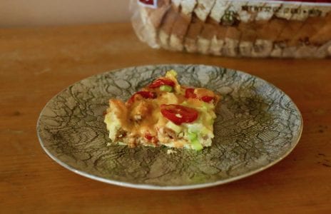 Leek & Tomato Eggy Bread Bake