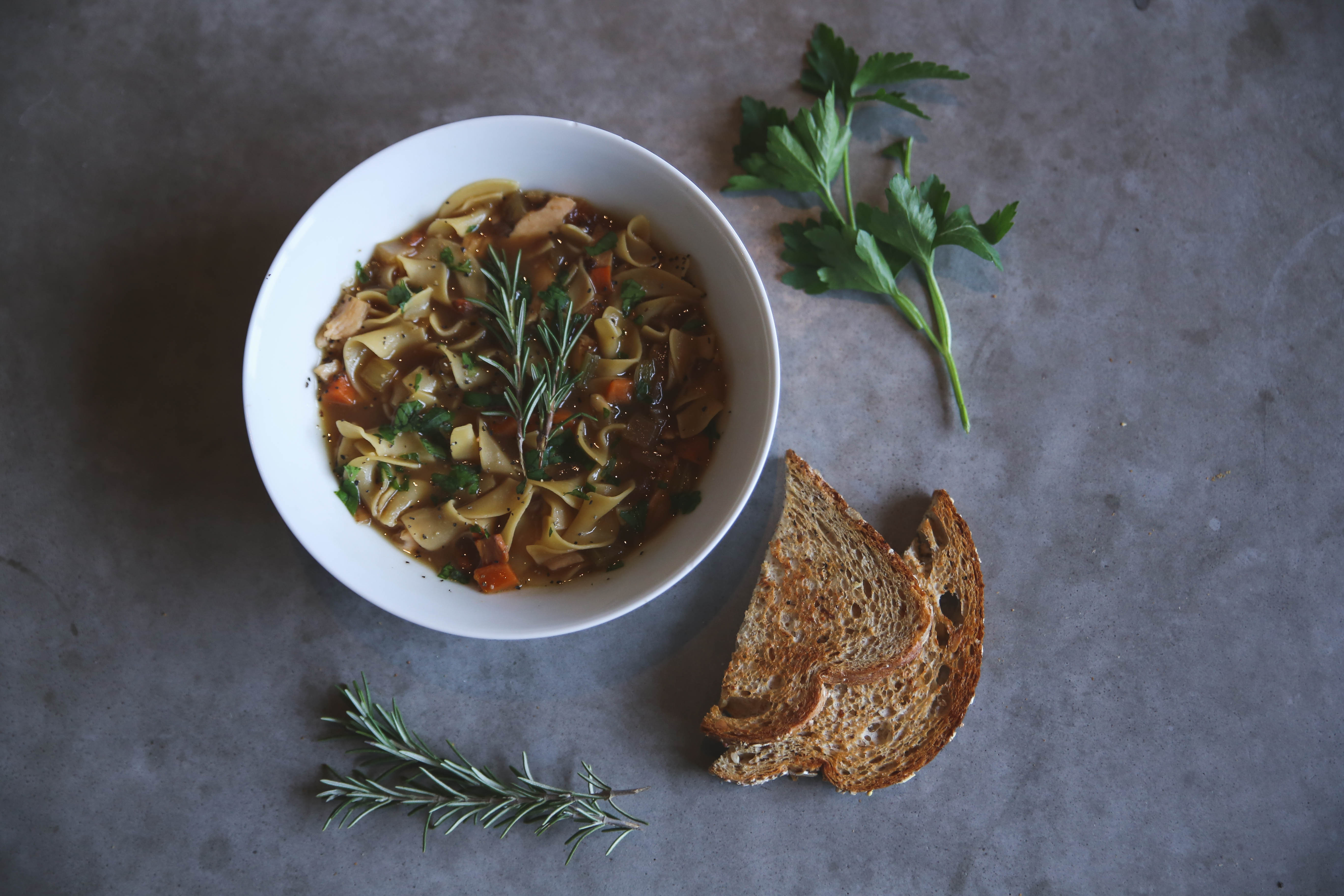 Rosemary Chicken Noodle Soup • Turano Baking Co