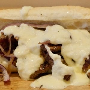 Philly Cheesesteaks with Red Onion and Fontina