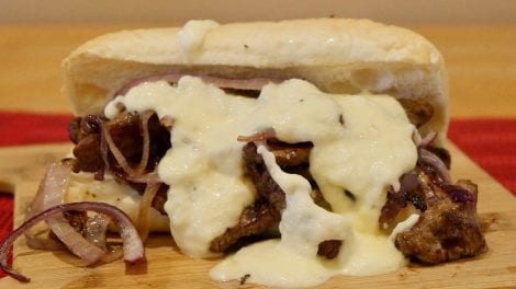 Philly Cheesesteaks with Red Onion and Fontina