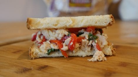Roasted Red Peppers & Basil Tuna Sandwich