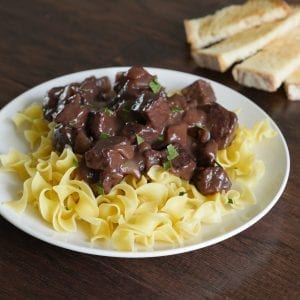 Beef Tips in Red Wine Sauce