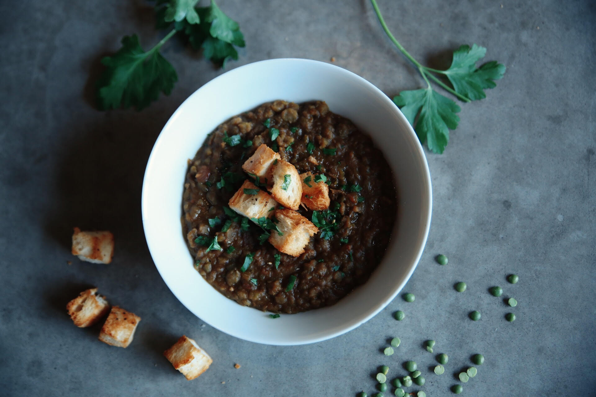 Split Pea Soup with Turano French Roll Croutons • Turano Baking Co