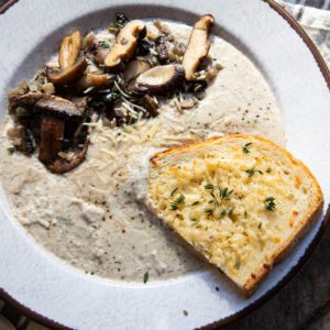 RUSTIC ITALIAN mushroom soup herb parmesan toast