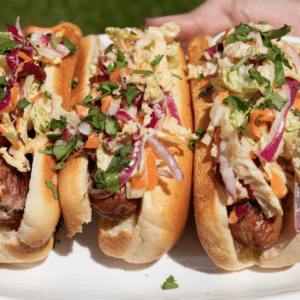 BBQ Hot Dog with Cilantro Slaw