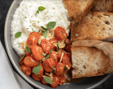 Whipped Feta with Roasted Tomatoes and Grilled Bread