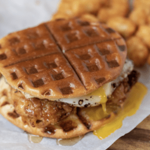 Chicken and Waffle Breakfast Sandwich