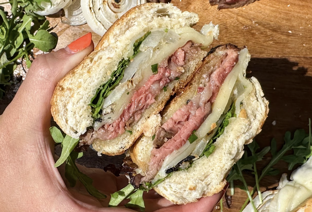 Grilled Flank Steak Sandwich with Charred Onions