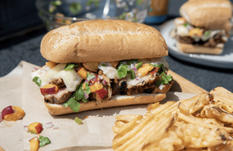 Grilled Pork & Peach Sandwich with Gooey Brie