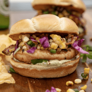 Grilled Chicken Sandwich with Smokey Bacon Corn