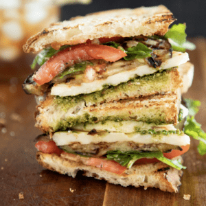 Grilled Eggplant Sandwich with Halloumi Cheese