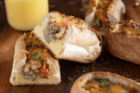 Breakfast Sausage Bread Boats
