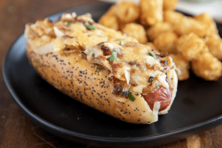 French Onion Hot Dog