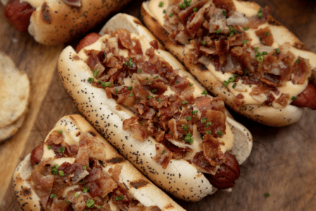 Beer Cheesy Dog with Bacon Crumble