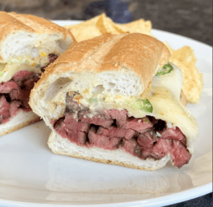 spicy corn steak sandwich