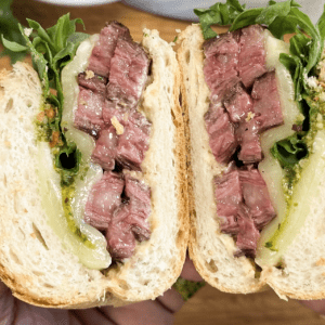 Pesto Mozzarella Steak Sandwich