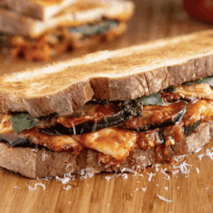 Cheesy Marinara Eggplant Sandwich