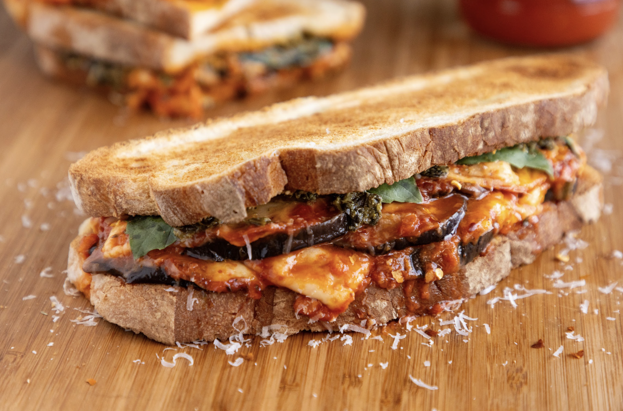 Cheesy Marinara Eggplant Sandwich