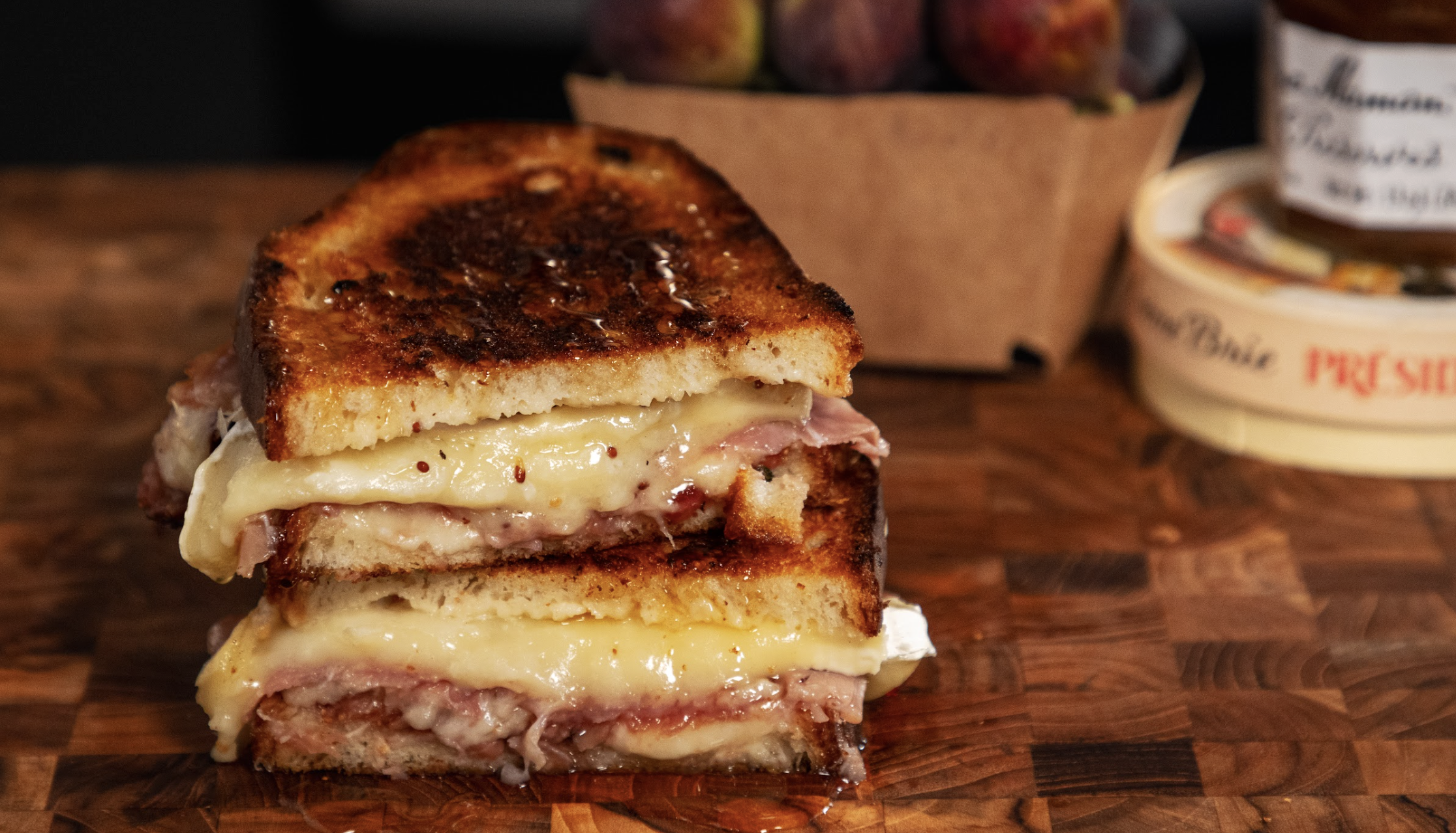 Gruyere Prosciutto Grilled Cheese with Fig