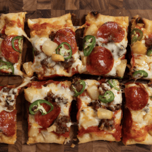 Sausage, Pepperoni, Jalapeño & Pineapple Pinsa